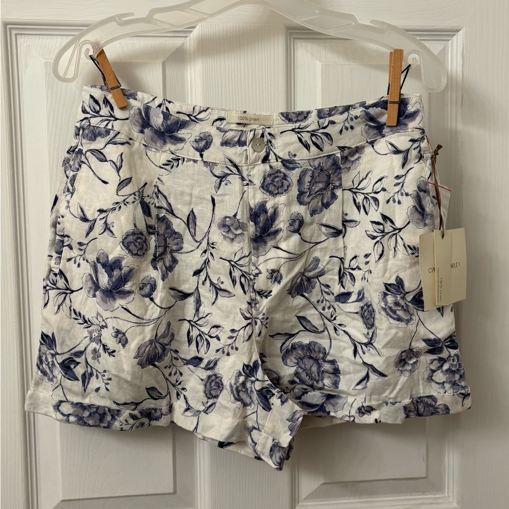 Cynthia Rowley Floral Linen Print Women's Shorts NWT size 8